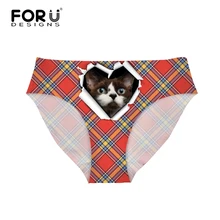 Forudesigns бразильские Плавки бикини Низ женские Одежда заплыва Шорты для женщин Kawaii Cat печати стринги купальник Танкини Купальники сексуальный купальник