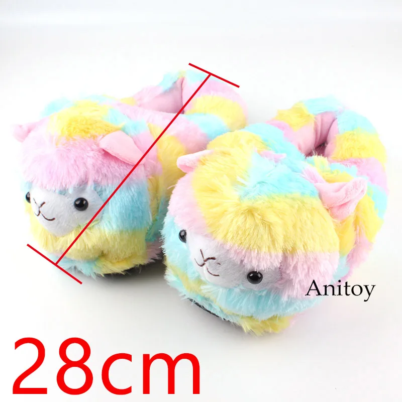 

Grass Mud Horse Alpacasso Rainbow Alpaca Sheep Adult Plush Slippers Winter Indoor Shoes Warm Shoes Soft Stuffed Toys 28cm