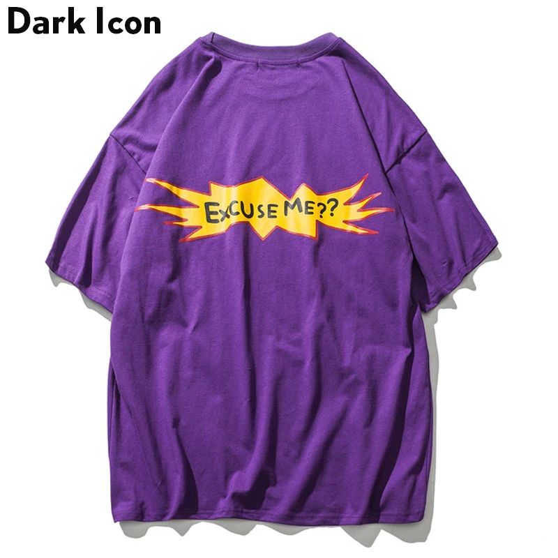 Beste Dark Icoon Gedrukt O hals Oversized Tee Shirts Mannen 2019 Zomer Streetwear Mannen T shirts Korte Mouwen T shirts Katoen Paars