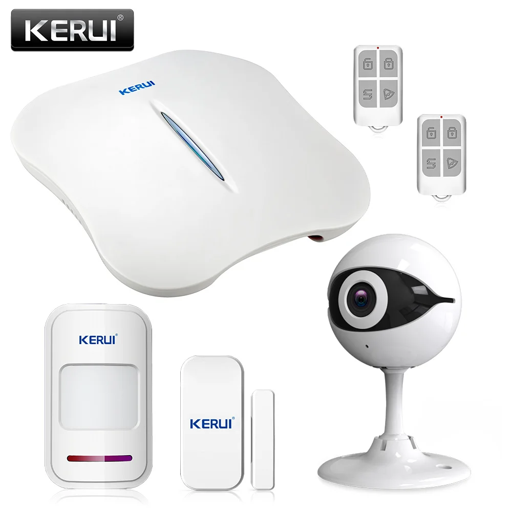 KERUI WIFI Alarm System Home Burglar Security PSTN Intelligent Alarm Android or IOS APP Control With WIFI IP Camera