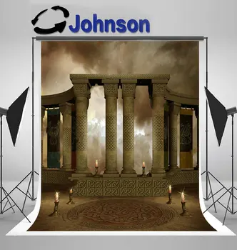 

stone Temple Celtic Columns Candles column backdrop Vinyl cloth High quality Computer print wall background