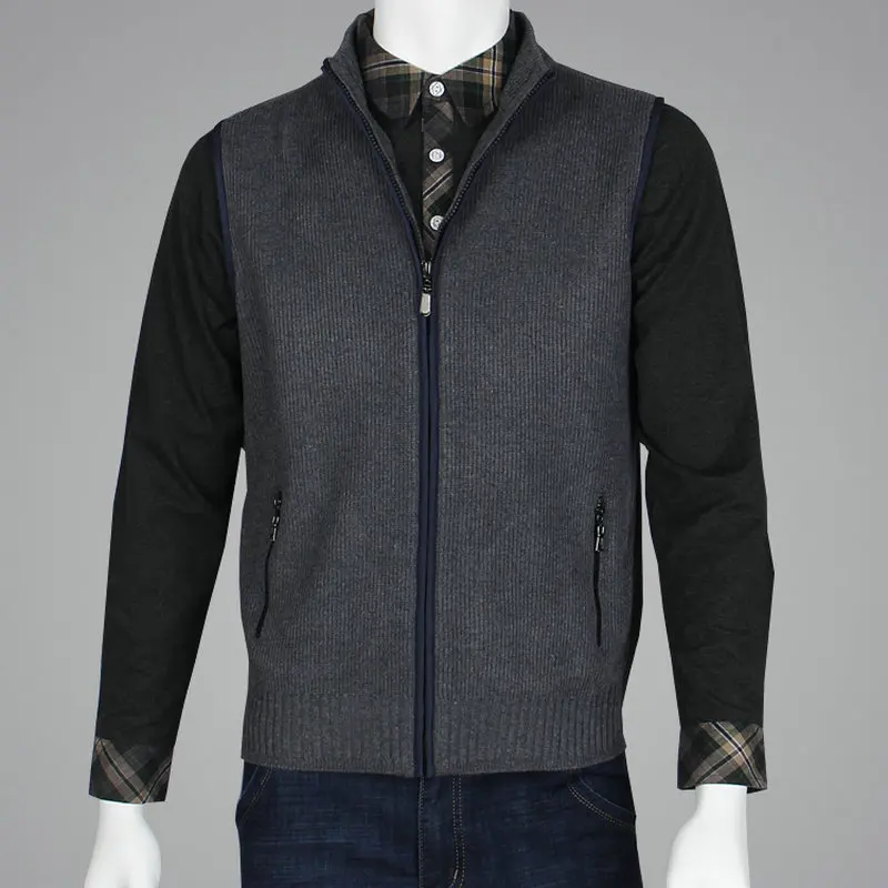 2018 Brand Fashion Sweater Men Cardigan Vests Wool Vest Knitted Mens