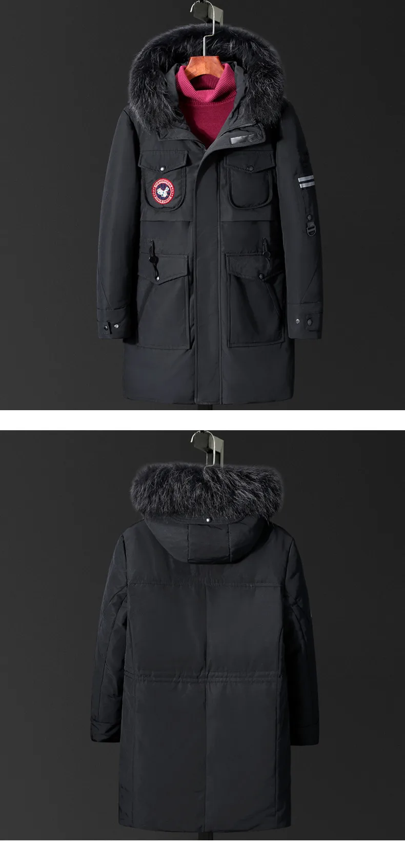 2018 Thicken Warm Winter Duck Down Jacket for Men Fur Collar Parkas Hooded Coat Plus Size Overcoat Western Style (4)