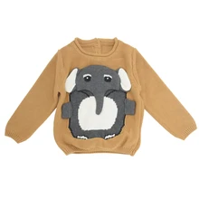 Свитер для мальчиков 1-7 лет; Свитер С Рисунком Слона; детский джемпер; вязаный свитер; шерстяная одежда для маленьких мальчиков; одежда для малышей