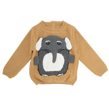 

1-7year Sweater For Boys Cartoon Elephant Sweater Kids Jumper knitted Sweater Baby Boy Wool Baby Clothes