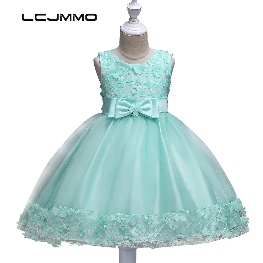 

lememogo 2017 Summer Flower Baby Dresses For Girls Infant Princess Dress Party Bow Tie Pageant Formal Vestido Children Clothes