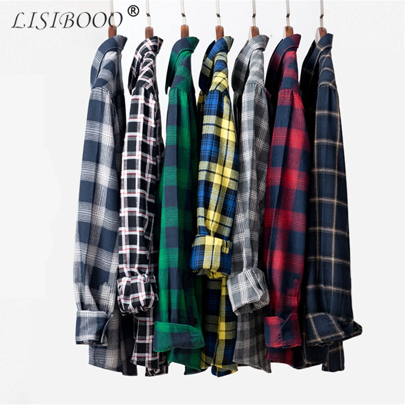 Goedkoop Casual Mannen Plaid Shirt Lente Herfst Flanellen Shirt Mannen Dress Shirts Fashion Lange Mouwen Slim Fit Chemise Homme Katoen Mannelijke shirt