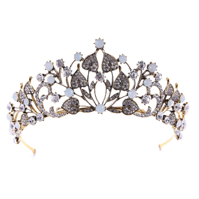 Luxury Vintage Ancient Bronze Wedding Crown Alloy Bridal Tiara Baroque Queen King Crown