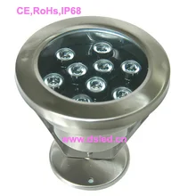 Высокая мощность сертификат Европейского соответствия, сертификат независимого Испытательного и сертификационного IP68, нержавеющая сталь 9 Вт светодиодный прожектор, светодиодный светильник для бассейна, работающего на постоянном токе 12 В, DS-10-12-9W, 2 года гарантии, постоянное напряжение