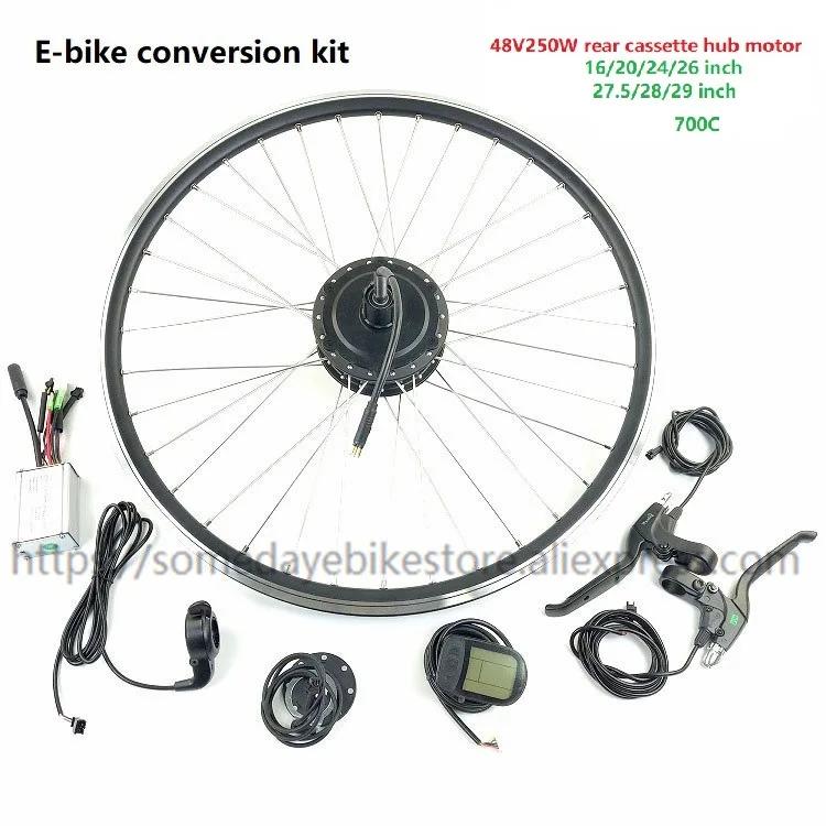 Когда-нибудь 48V250W комплект для переоборудования электрического велосипеда с дисплеем lcd5 e-bike Задняя Кассетная ступица двигателя со спицей и ободом