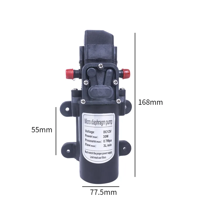 Мини Прочный DC 12 В 30 Вт 130PSI 3л/мин мембранный насос Электрический водяной насос высокого давления экспериментальный полив спрей насос