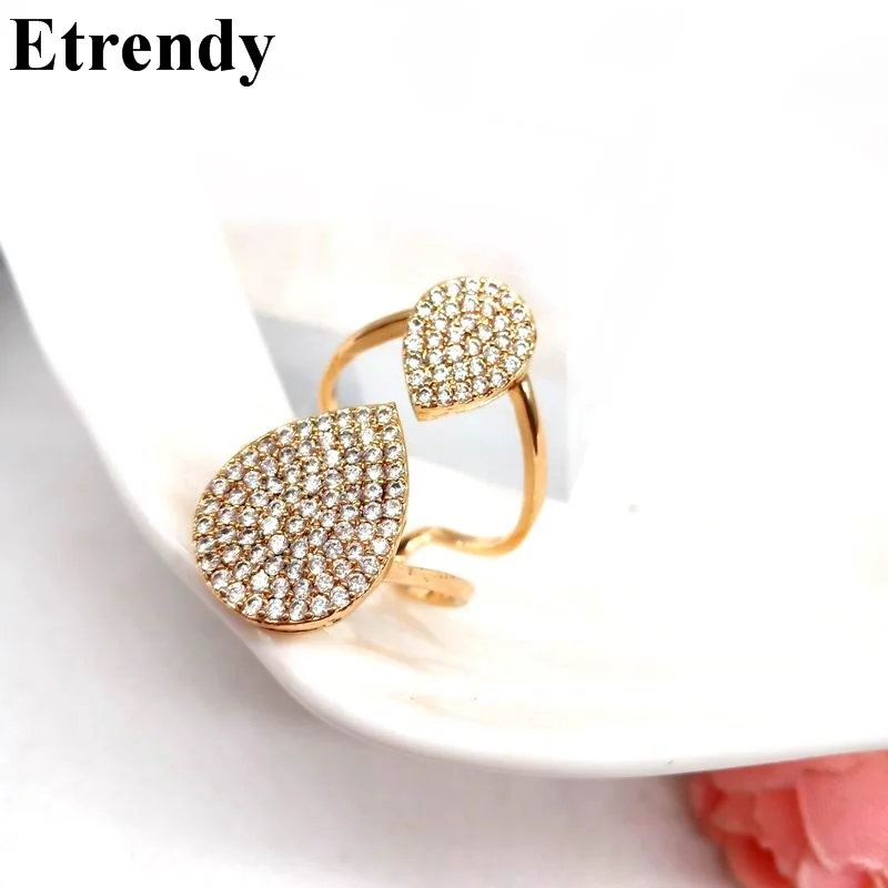 

Fashion Big Rings For Women Double Layers Creative Statement Ring Jewelry Personality Water Drop Design Adjustable Bijoux