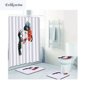 

Free Shipping 4pcs Fashion Woman Banyo Paspas Bathroom Carpet Toilet Bath Mat Set Non Slip Tapis Salle De Bain Alfombra Bano