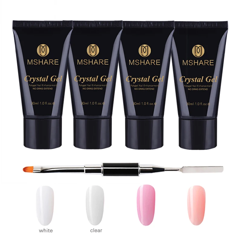 

MSHARE Acrylic Crystal Poly Gel + Brush Tool Polygel Quick Building Acrylgel 30ml