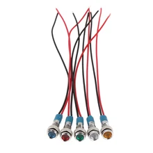 1 шт. 6 мм светодиодный металлический светильник Lndicator 3 в 5 в 6 в 9 в 12 В 24 В 220 В Водонепроницаемая сигнальная лампа с проводом красный, желтый, синий, зеленый, белый