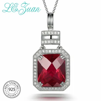 

L&zuan 925 Sterling Silver Necklace With 10.6ct Red Ruby Stone Luxury Pendant Fine Jewelry For Women Accessory Christmas Gifts