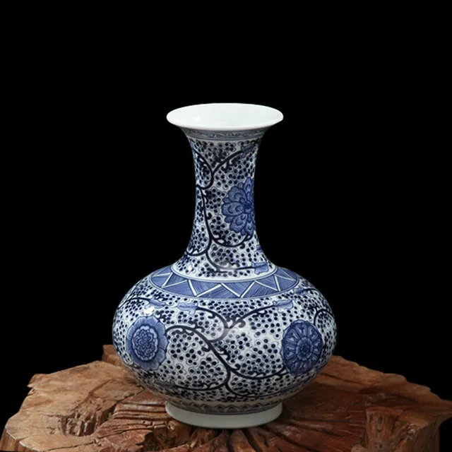 Traditional Chinese Antique Blue and White Porcelain Flower Vases Home Office Decor Art Collection Big Ceramic Vase 6