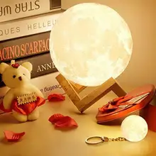 New Rechargeable LED Night Light Moon Lamp 3D Print Moonlight Luna Bedroom Home Decor Touch Switch New Year Gift For Baby