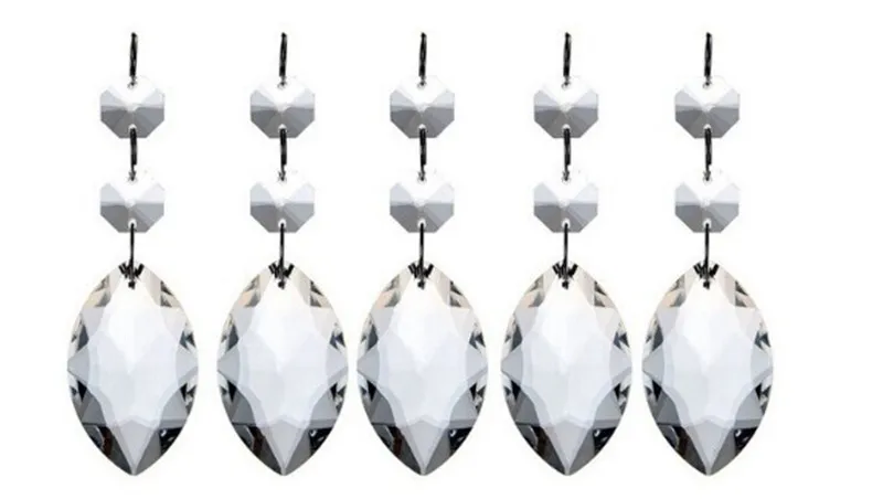 

5pcs/lot 50mm Clear Crystal Prisms Glass Chandelier Faceted Teardrop Pendants 3.9 inch Long for Lamp/Part/Home/Car Decoration