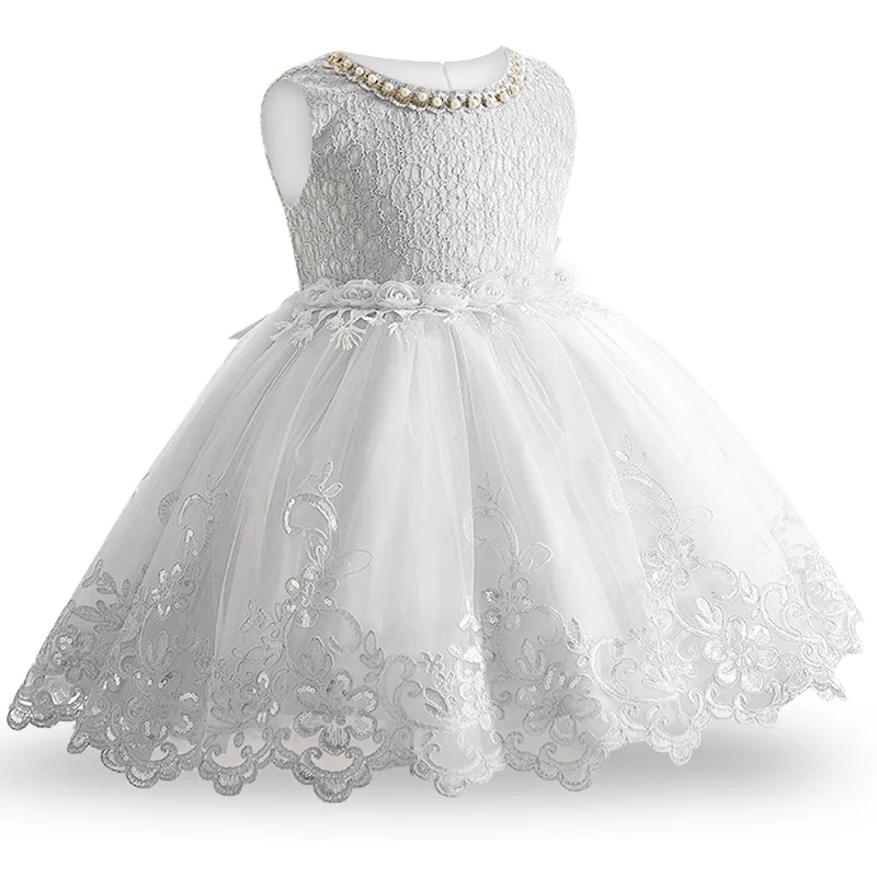 Кружевное вечернее платье с блестками; платье-пачка принцессы; детская одежда с цветочным узором для девочек; детская праздничная одежда для девочек - Цвет: white