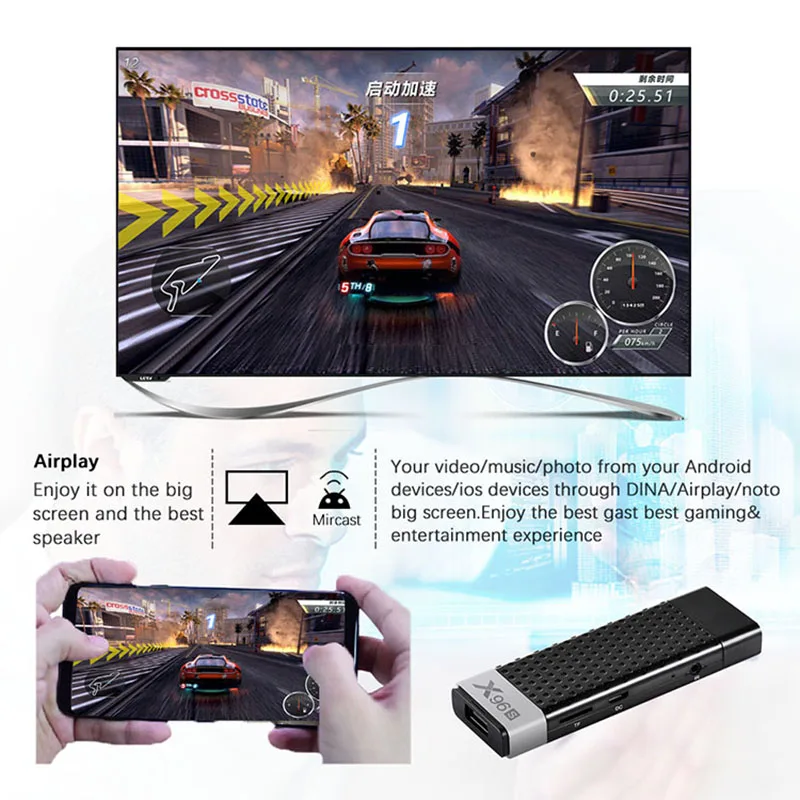  X96S Mini PC Amlogic S905Y2 Quad Core Android 8.1 TV Dongle 4GB 32GB 2.4G/5.G WiFi Optional BT4.0 1