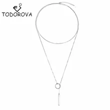 Todorova шикарный круглый бар ожерелье s& Подвески для женщин модное эффектное ожерелье воротник из шелка