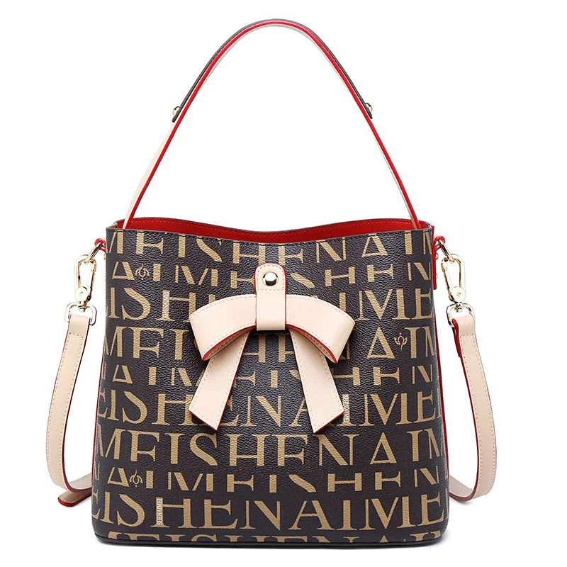 

New Bucket Bag Women Fashion Shoulder Small Bag Leahter Korean Bow Women Handbag Tote Lady Crossbody Bag Brand Designers Hand