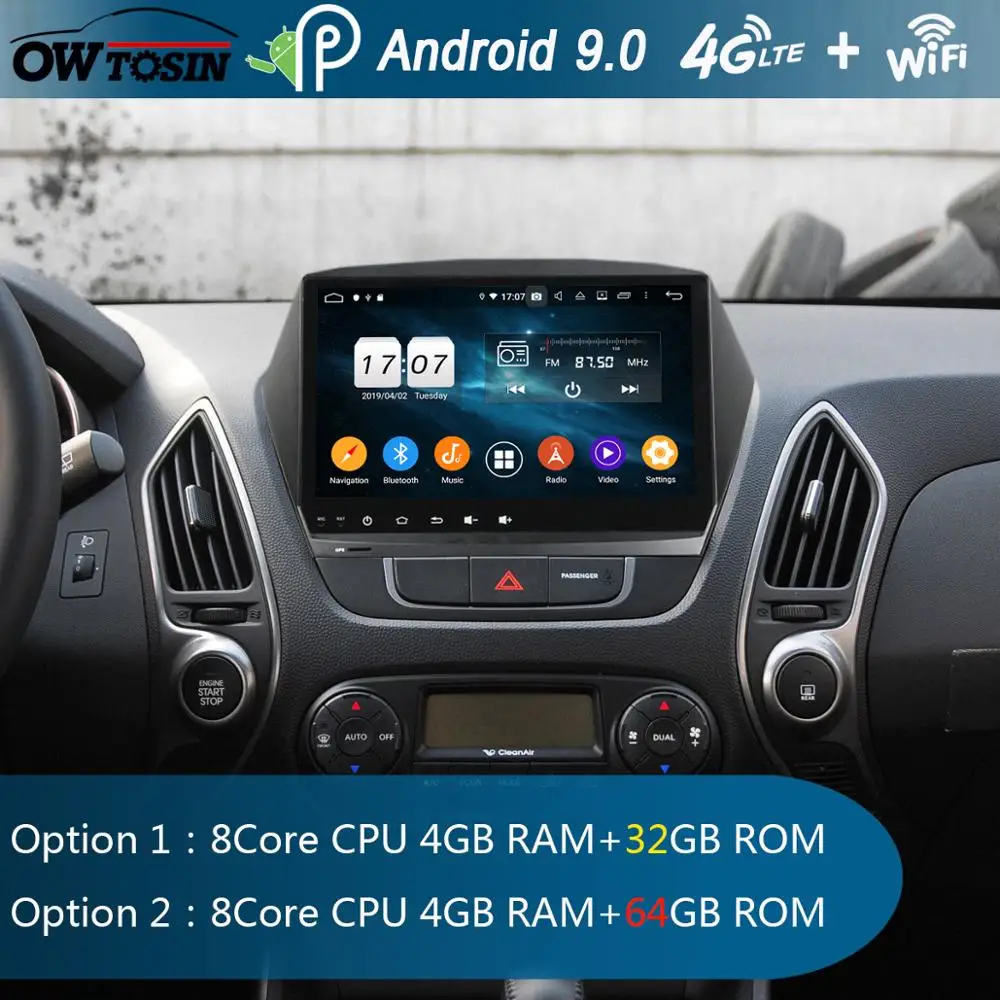 Perfect 9" IPS 8 Core 4GB+64GB Android 9.0 Car DVD Multimedia For Hyundai Tucson IX35 Tucson 2 2010-2015 Radio GPS DSP CarPlay Parrot BT 1