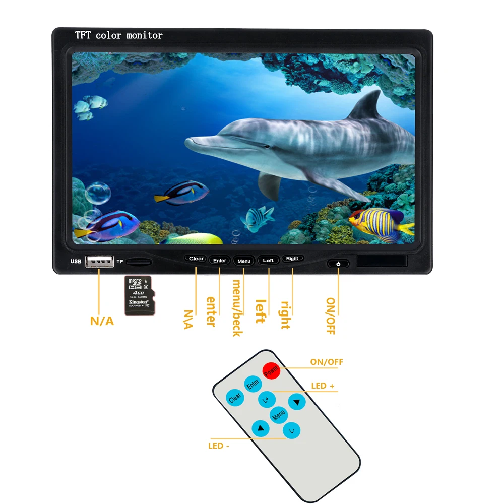 PDDHKK DVR في الهواء الطلق صياد السمك ل الجليد/المحيط/بحيرة الصيد مع 7 ''بوصة LCD 1000TVL 165 درجة مشاهدة كاميرا 6 قطعة المصابيح البيضاء