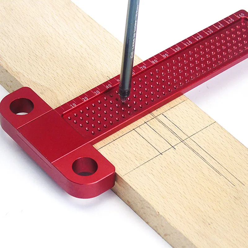 

Woodworking Scriber T-Type Ruler 160mm Hole Positioning Scribing Gauge Crossed Feet Metric Measuring TN88