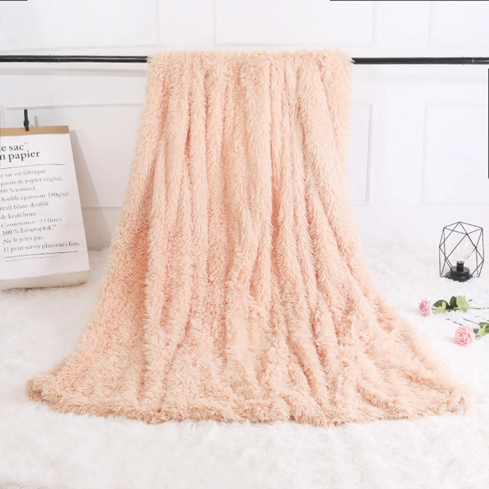 

Europe Style Bed Sofa Blanket Long Shaggy Cozy Fluffy Faux Fur Sheet Super Soft Warm Solid Blanket 130 X 160cm Apr 11