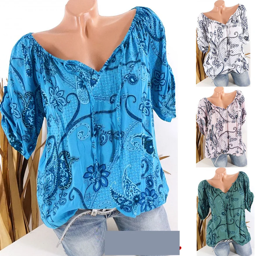 

Women Plus Size shirt Long Sleeve Print Stand Collar Button Pullover Top Shirt Big Shirt Fashion Blouse Sexy Office Lady Blusas