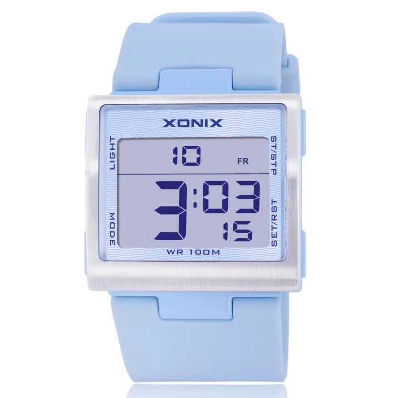 XONIX Brands Women Sports Watch Digital LED Lighting Waterproof 100m Lady Sports Watch Swimming Diver Watch