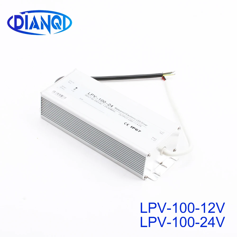 

DIANQI LPV-100W 12V 24V ac dc converter good quality waterproof IP67 Waterproof LED Transformer Electronic Aluminum alloy Driver
