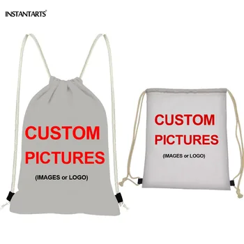 

INSTANTARTS Cute Cartoon Custom Print Gym Sack Women Drawstring Bags for Fitness Shoes Outdoor Sports Running Cycling Climb Bag