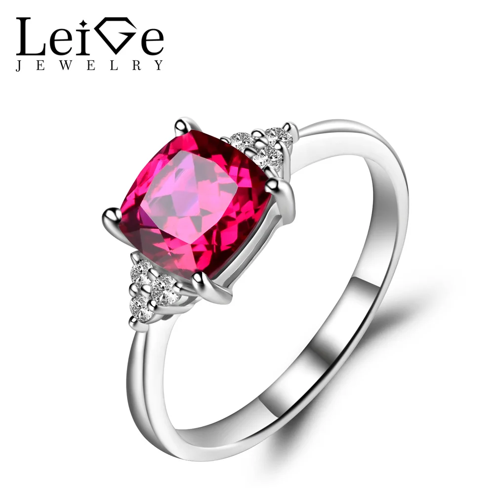 Leige Jewelry Ruby Engagement Ring Red Gemstone Promise Rings For Women