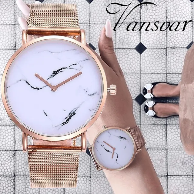 Vansvar Brand Creative Marble Quartz Watches Casual Fashion Women Stainless Stee Vansvar Brand Creative Marble Quartz Watches Casual Fashion Women Stainless Stee