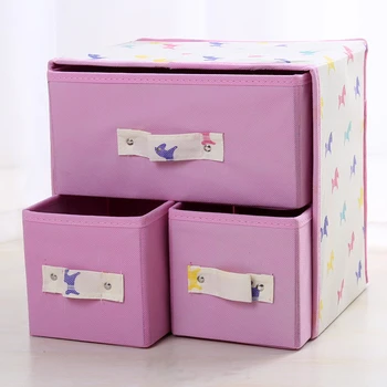 

Newly Cute Pattern Non-Woven Drawer Organizer With 2 Layers Multifunction Underwear Organizer Women Men Socks Briefs Storage Box