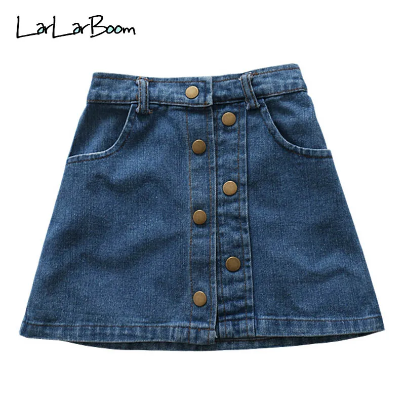 

LarLarBoom 2019 Spring Summer Kids Denim Skirt Girls Jeans Baby Girls A-Line Button Skirt Children Newborn Baby Girl Clothes