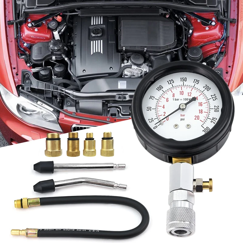 Бензиновый двигатель, компрессор, тестер, измеритель, тестер, комплект, автомобильный компрессионный тестер давления, цилиндр, утечка, инструмент для ремонта автомобиля