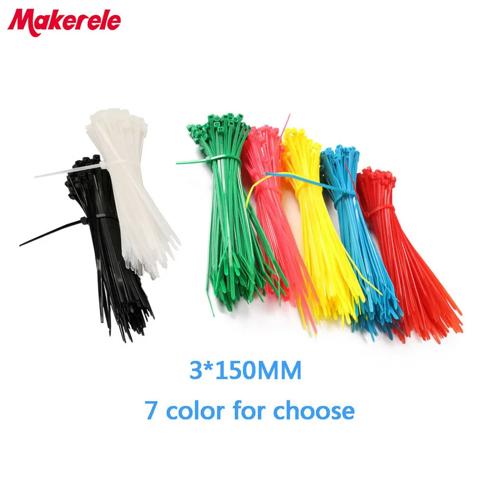 

Free shipping 3*150mm Colorful nylon cable ties cable wire tie Self-Locking plastic tie zip ties 100PCS/Bag