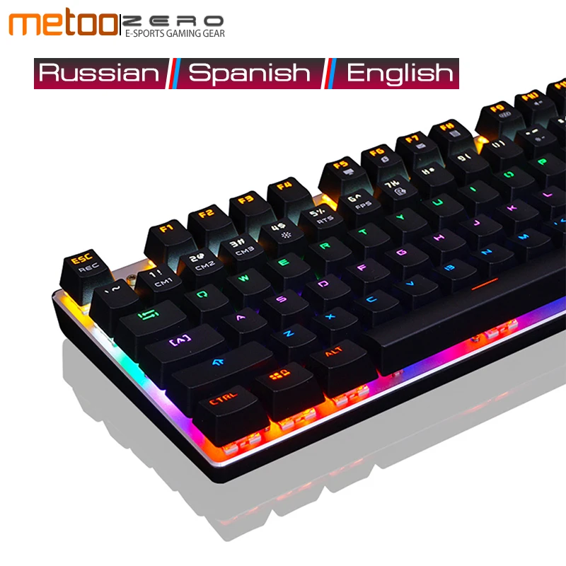 

Original METOO ZERO Gaming mechanical Keyboard LED Backlit Backlight USB Wired 104 87 Key Without Punch Aluminum alloy