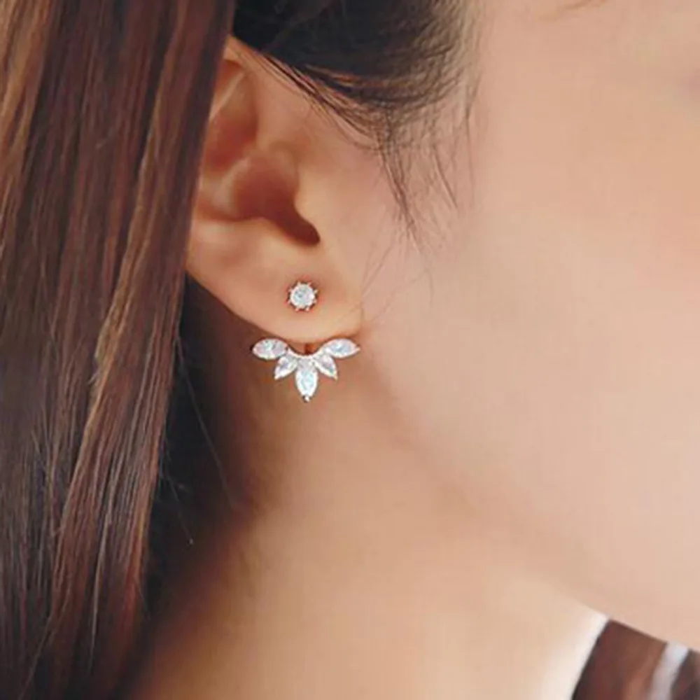 

DoreenBeads 2018 New Fashion Jewelry Ear Stud Earrings for Women Flower Clear Rhinestone Zinc Alloy Gold / Silver Color 1 Pair