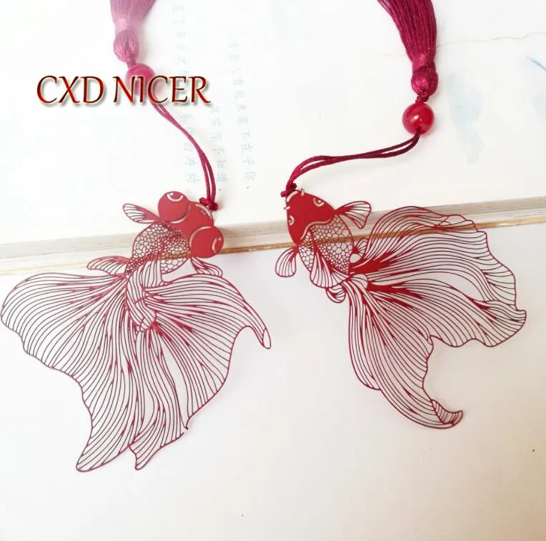 Classical Chinese Style Hollow Goldfish Bookmarks For Books Large Gorgeous Dynasty Stainless Steel Gift Metal Bookmarks DD2884 Classical Chinese Style Hollow Goldfish Bookmarks For Books Large Gorgeous Dynasty Stainless Steel Gift Metal Bookmarks DD2884
