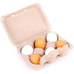 6 шт./компл. деревянные прекрасный яйца претендует игрушки еда ненастоящая играть дома дошкольных образовательных игрушечная кухня для
