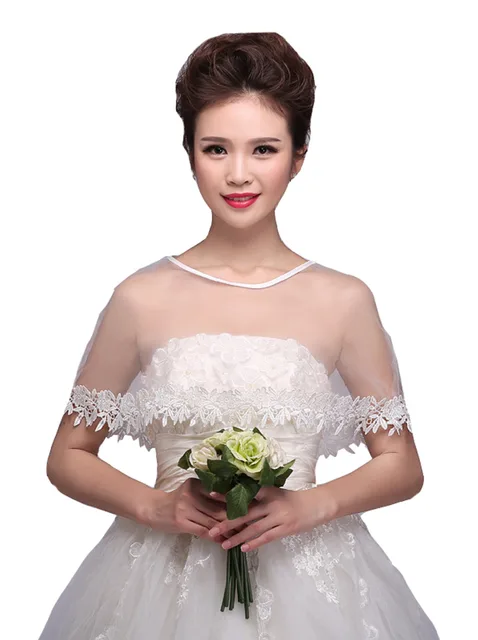Crocheted White Sheer Organza Bridal Bridesmaid Cape Shrug Poncho Crocheted White Sheer Organza Bridal Bridesmaid Cape Shrug Poncho Bolero Jacket Shawl For Weddings Shoulder Cloak