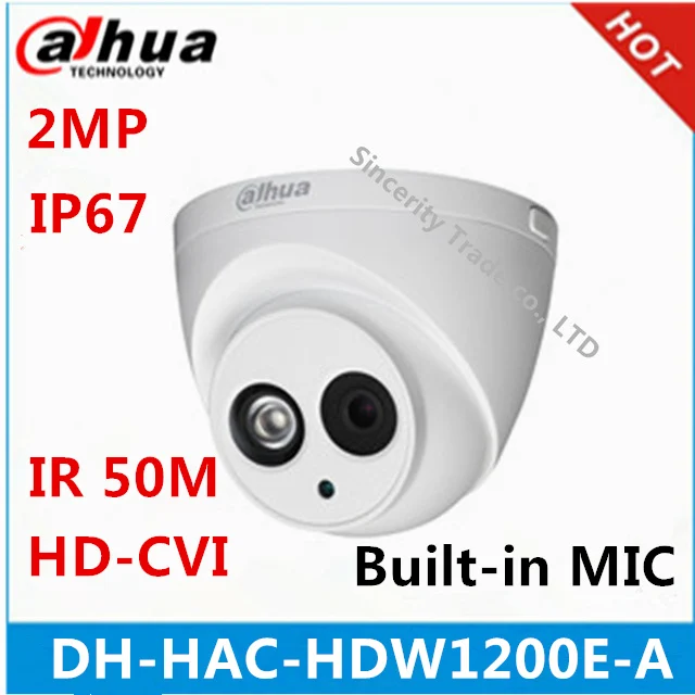 Original Dahua DH-HAC-HDW1200E-A HDCVI camera built-in MIC 2MP IR 50M IP67 Security CCTV Camera HAC-HDW1200E-A