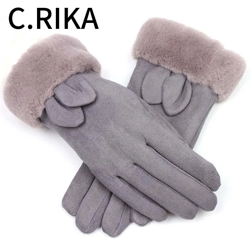 

Sell Hot Fashion Women Warm Thick Winter Touch Screen Gloves Elegant Girls Velvet Mittens Female Outdoor Riding Wrist Gloves