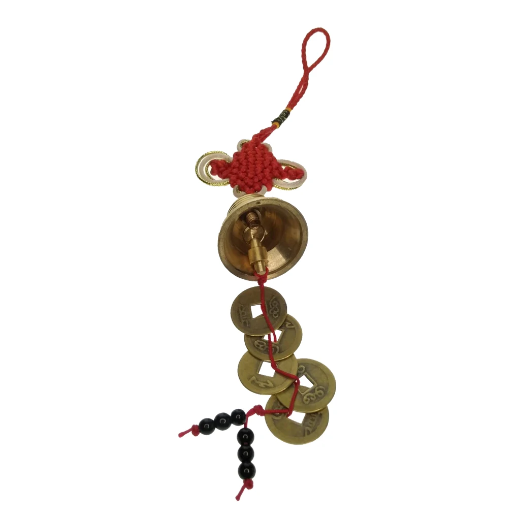 Chinese Feng Shui Bell Wind Chime with Four Ancient Coins Chinese Knot