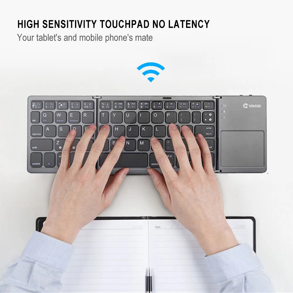 

Portable Folding bluetooth Wireless Keyboard Russian Rechargeable Foldable Touchpad Keypad for IOS Android Windows ipad Tablet